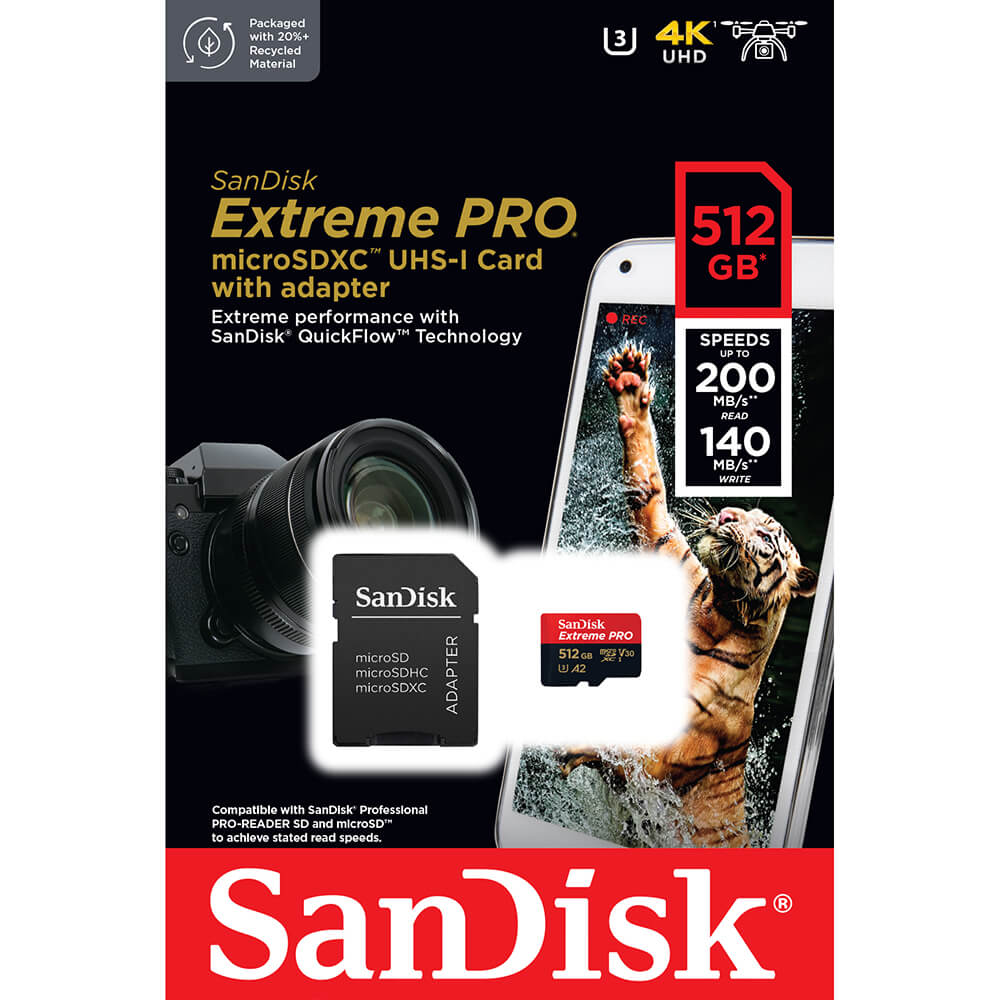 TARJETA MICRO SD 512 GB SANDISK EXTREME PRO (200MB/SG)