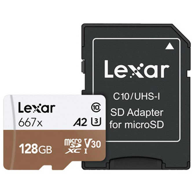 TARJETA MICRO SD 128 GB LEXAR 667X V30 A2 SDXC CON ADAPTADOR LEXAR 