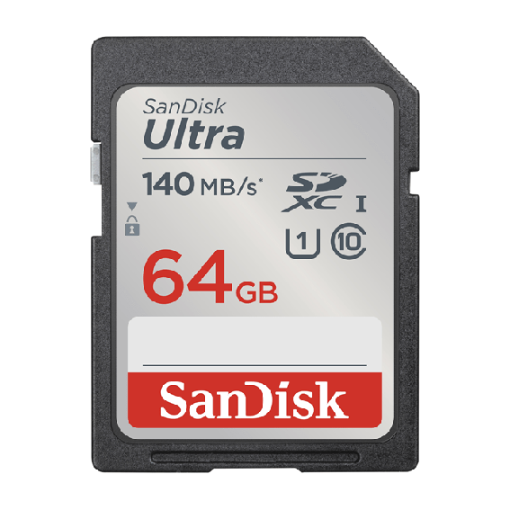 TARJETA SD 64 GB ULTRA (140 MB/SEG) CLASS 10 FULL HD SANDISK 