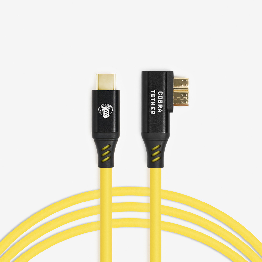 CABLE COBRA TETHER 10 MTS USB-C A MICRO-B ACODADO YELLOW
