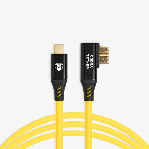 CABLE COBRA TETHER 5 MTS USB-C A MICRO-B ACODADO YELLOW