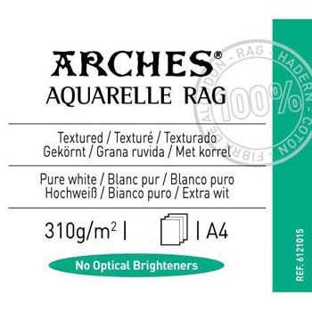 PAPEL CANSON ARCHES AQUARELLE RAG A4 25H 310 GR