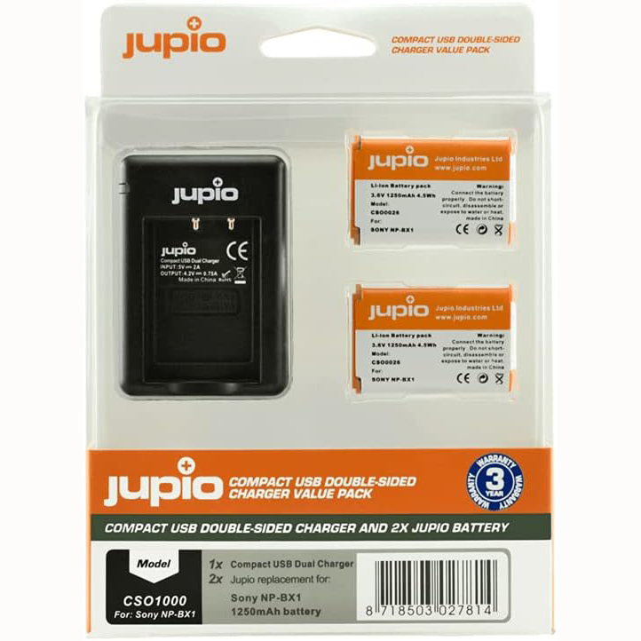 CARGADOR JUPIO USB CON 2 BATERIAS NP-BX1