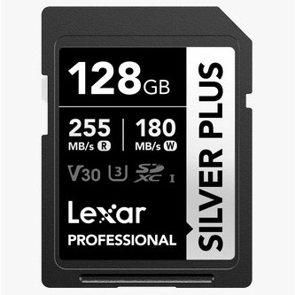 TARJETA SD 128 GB LEXAR (255MB/S) UHS-I 4K V30 SILVER PLUS LEXAR 