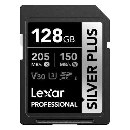TARJETA SD 128 GB LEXAR (205MB/S) UHS-I 4K V30 SILVER PLUS