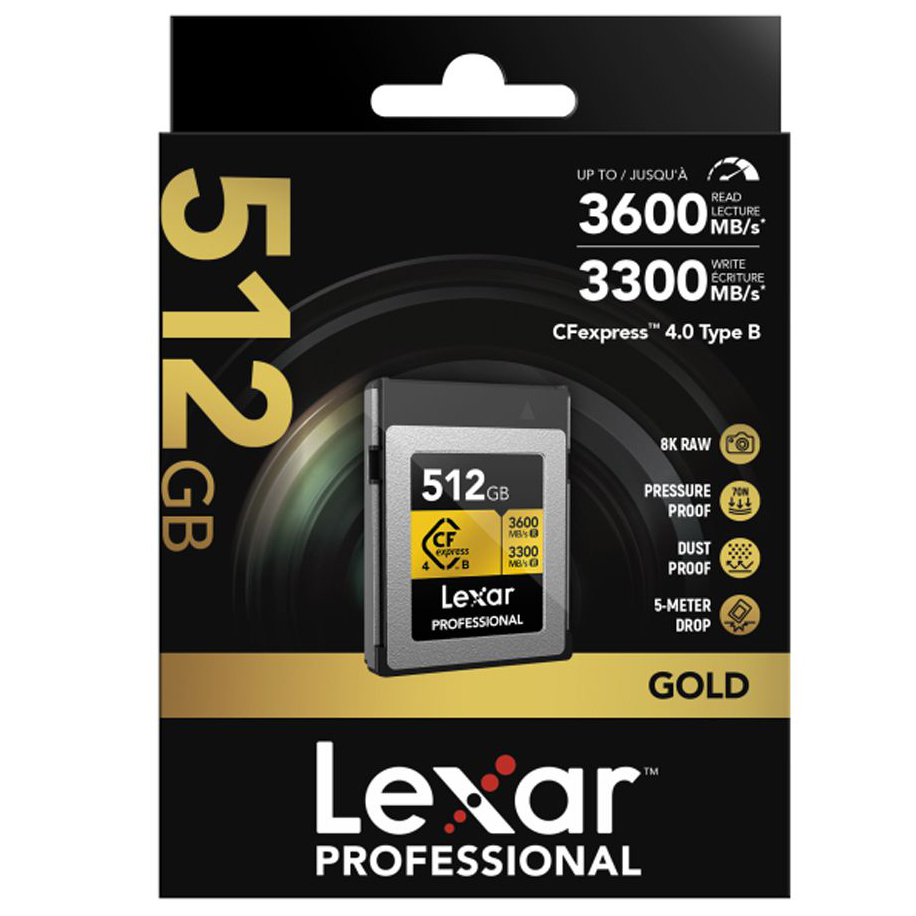 TARJETA CFEXPRESS 512 GB LEXAR TYPE B (3600 MB/SG) GOLD