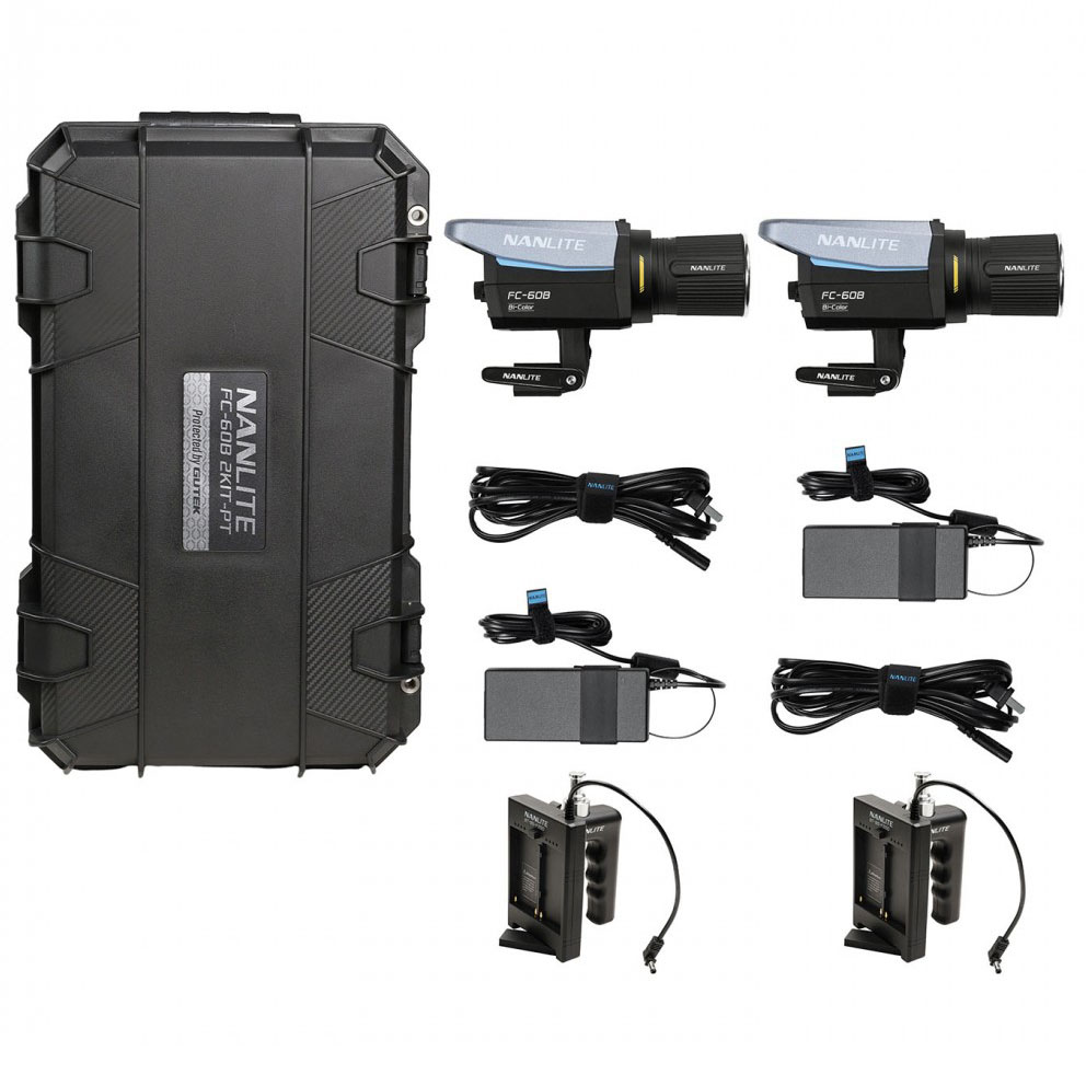 KIT LED NANLITE FC-60B BICOLOR + BATTERY GRIP (2 FOCOS)