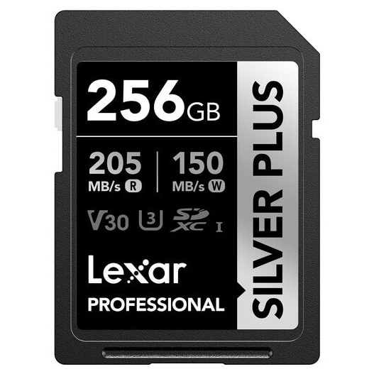 TARJETA SD 256 GB LEXAR (205MB/S) UHS-I 4K V30 SILVER PLUS