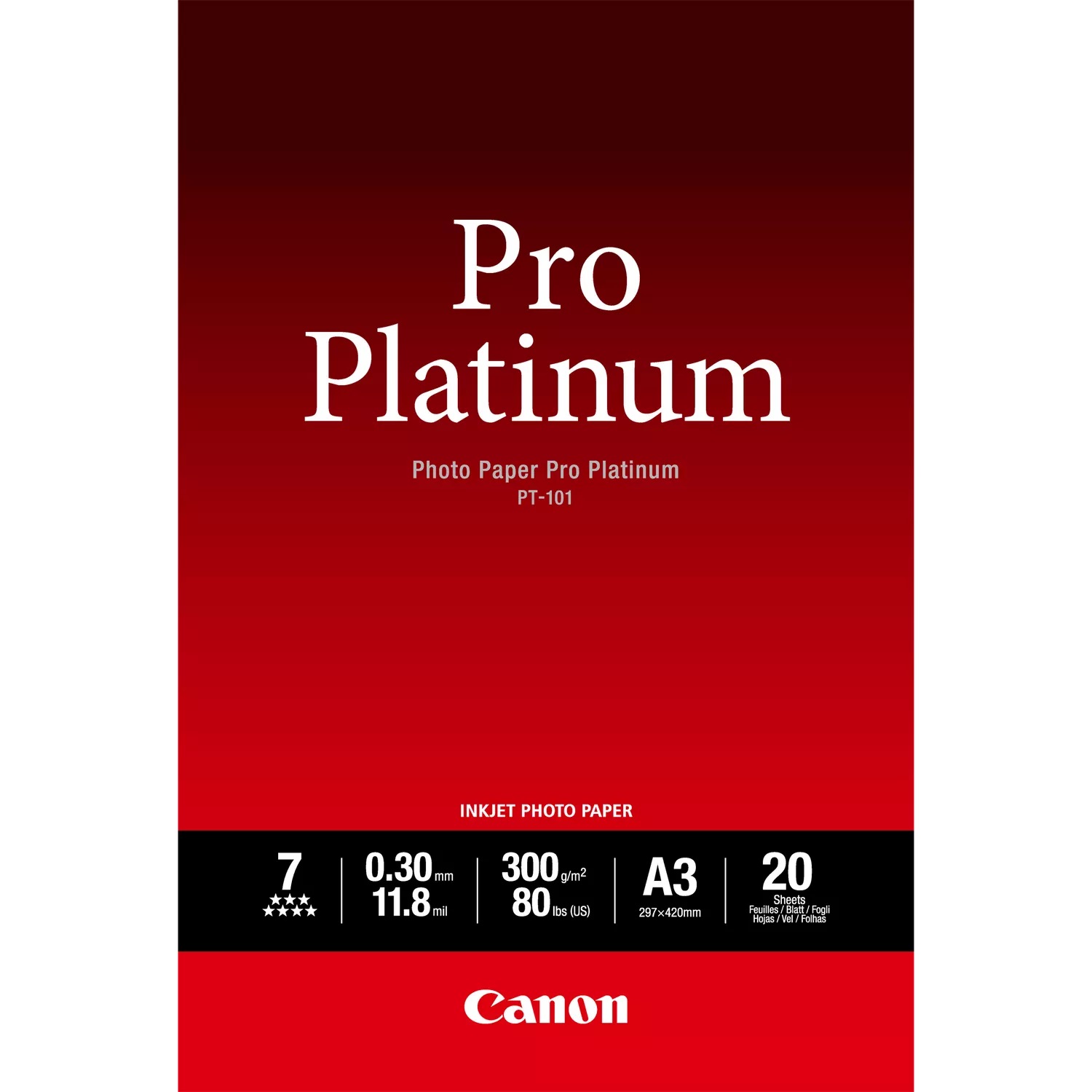 PAPEL CANON A3 PT-101 20H 300G PRO PLATINUM