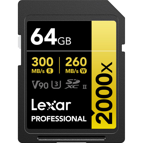 TARJETA SD 64 GB LEXAR (300MB/S 2000X) GOLD UHS-II 8K V90