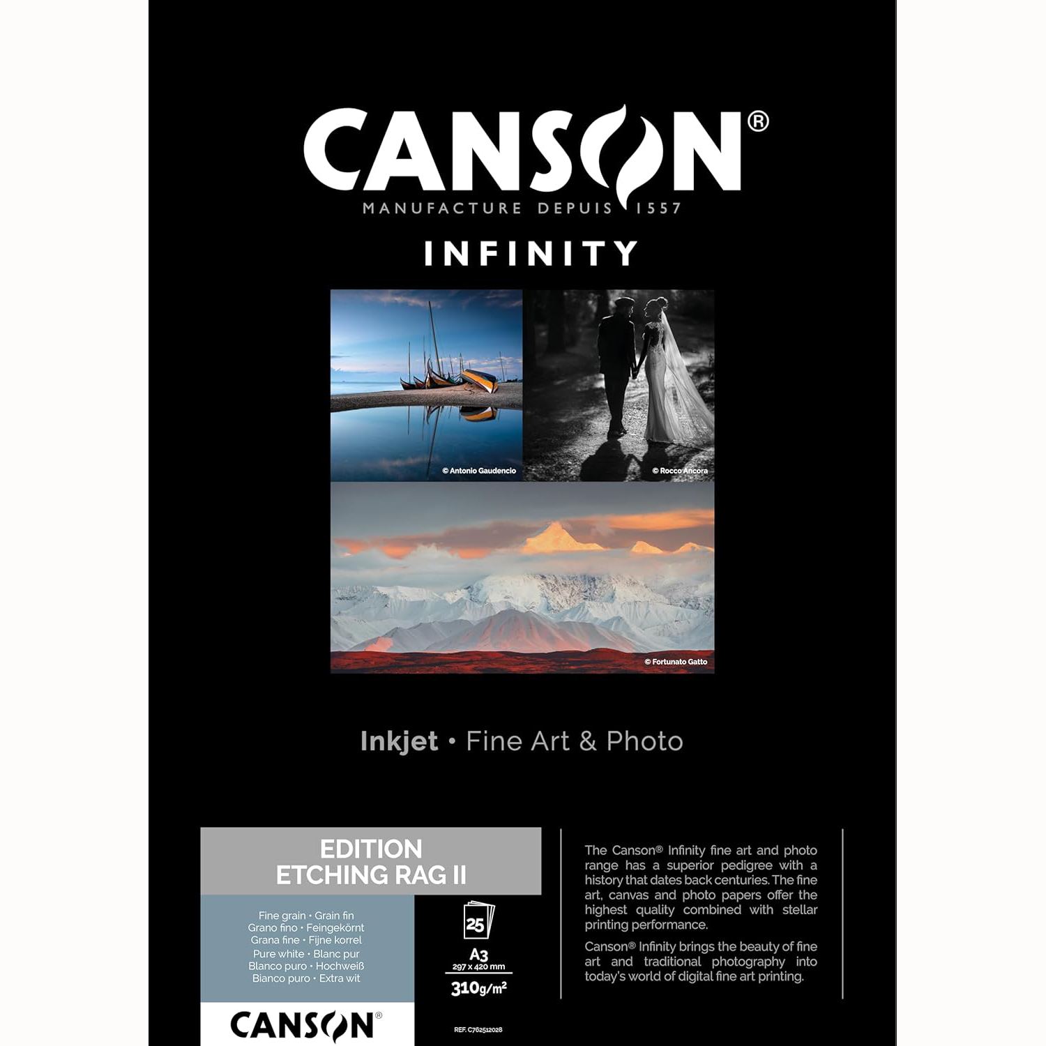 PAPEL CANSON EDITION ETCHING RAG II A4 25H 310 GR