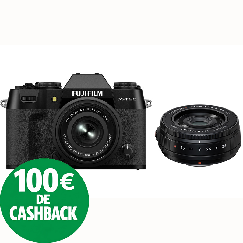 KIT FUJI X-T50 BLACK + 15-45 + 23/2.8 BLACK