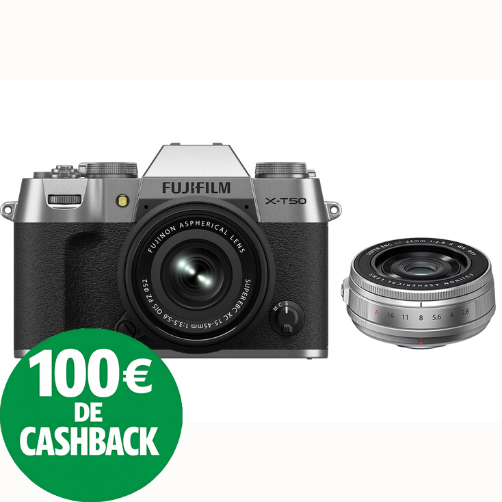KIT FUJI X-T50 SILVER + 15-45 + 23/2.8 SILVER