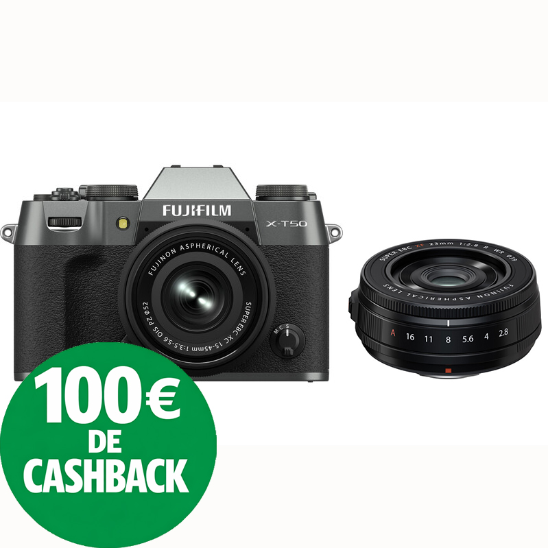 KIT FUJI X-T50 CHARCOAL + 15-45 + 23/2.8 BLACK