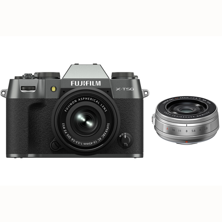KIT FUJI X-T50 CHARCOAL + 15-45 + 23/2.8 SILVER