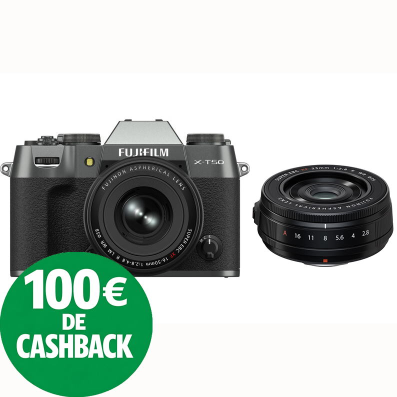 KIT FUJI X-T50 CHARCOAL + 16-50 + 23/2.8 BLACK