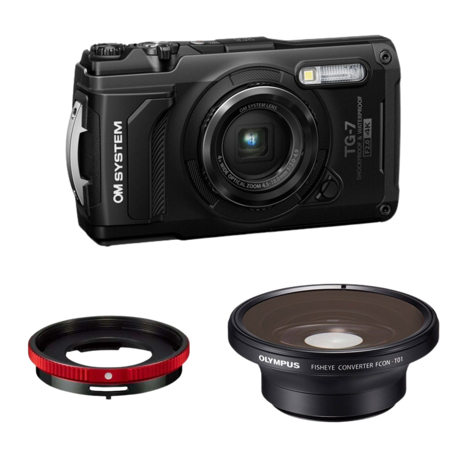 CAMARA OLYMPUS TOUGH TG-7 NEGRA + FCON-T01 + CLA-T01