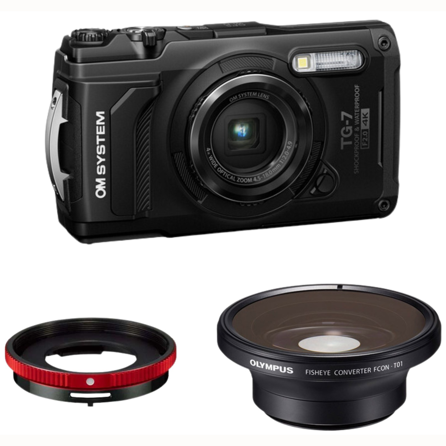 CAMARA OLYMPUS TOUGH TG-7 NEGRA + FCON-T01 + CLA-T01