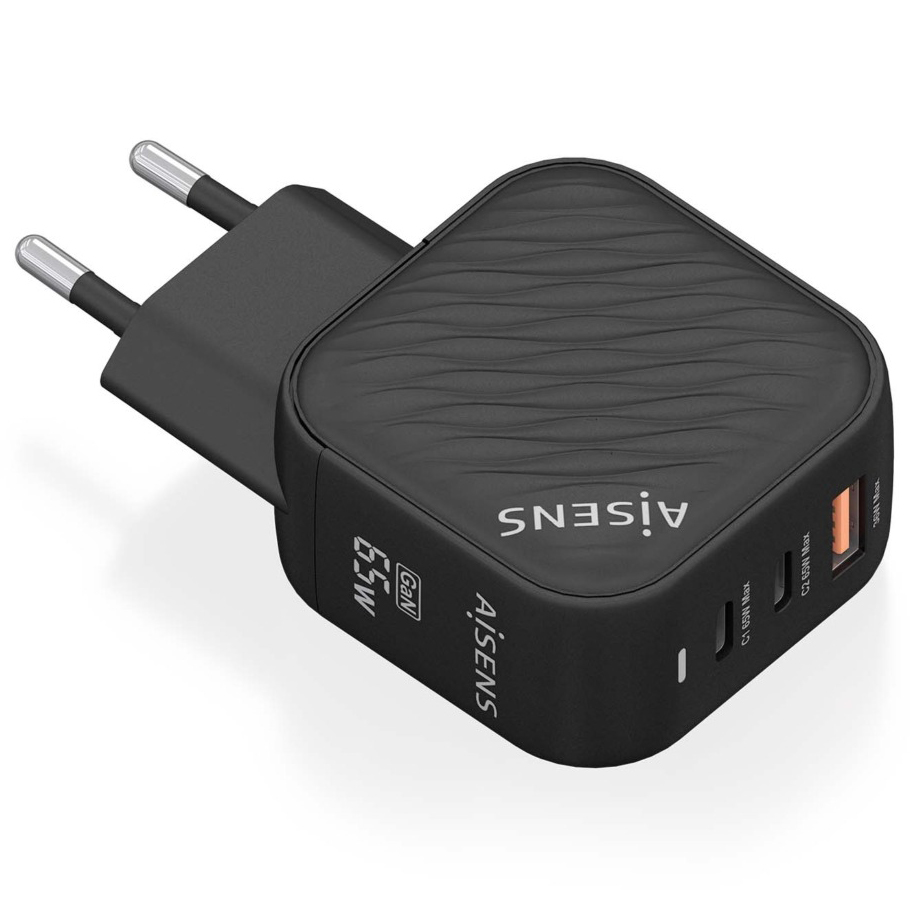 CARGADOR AISENS 65W USB-C + USB-A PD3.0 GAN QC3.0