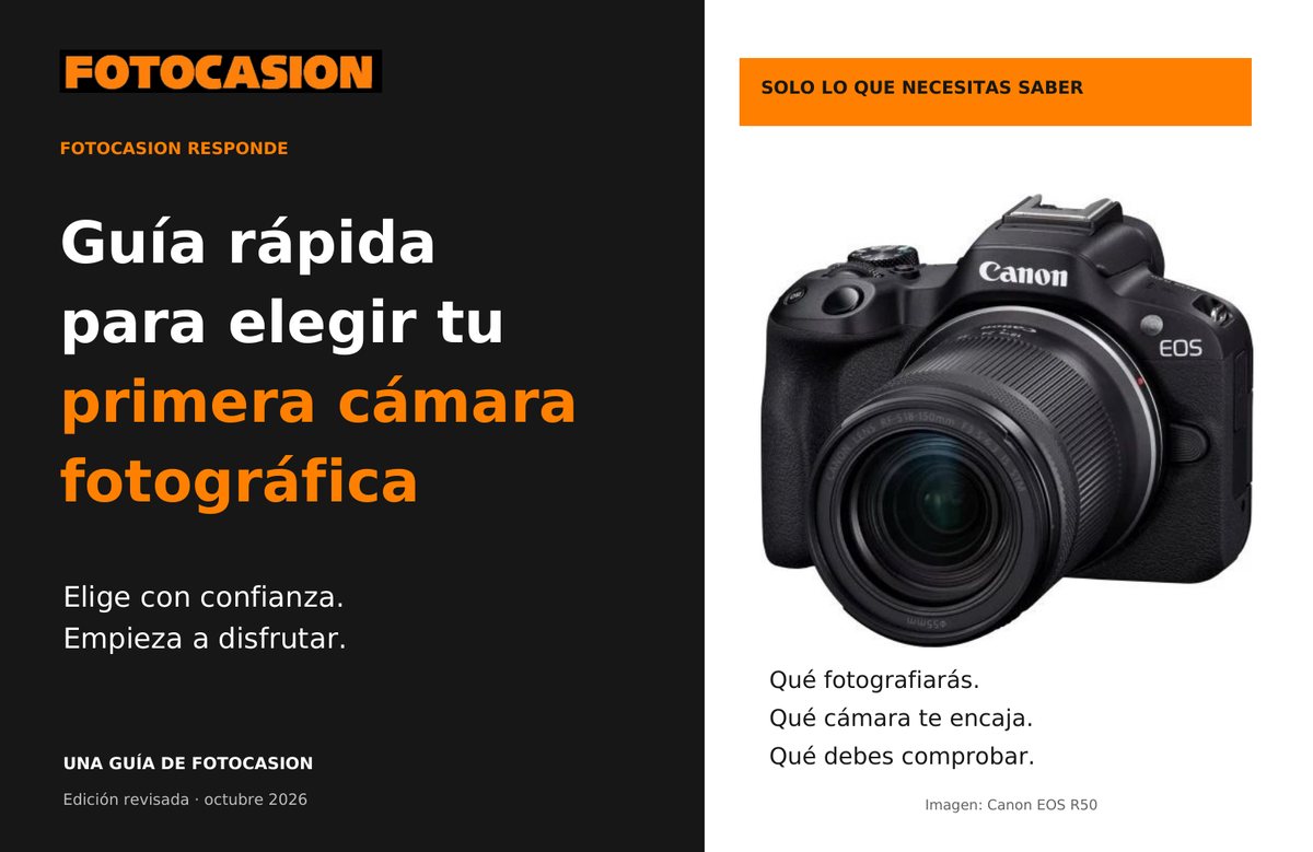 Portada de la Gu&iacute;a r&aacute;pida para elegir tu primera c&aacute;mara fotogr&aacute;fica, de Fotocasion Responde